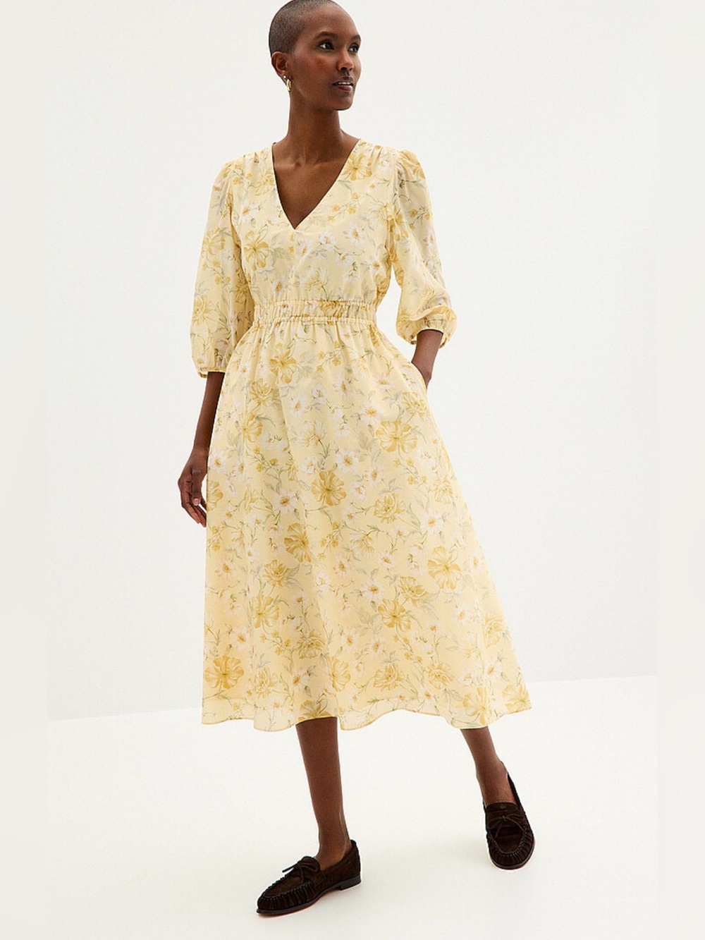 Simons Contemporaine Sunny Garden Silk Cotton Floral Dress Small